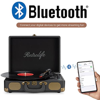 Přehrávač vinylových desek 3-rychlostní 33/45/78 otáček za minutu v kufříkovém provedení Bluetooth Přenosný přehrávač desek s in